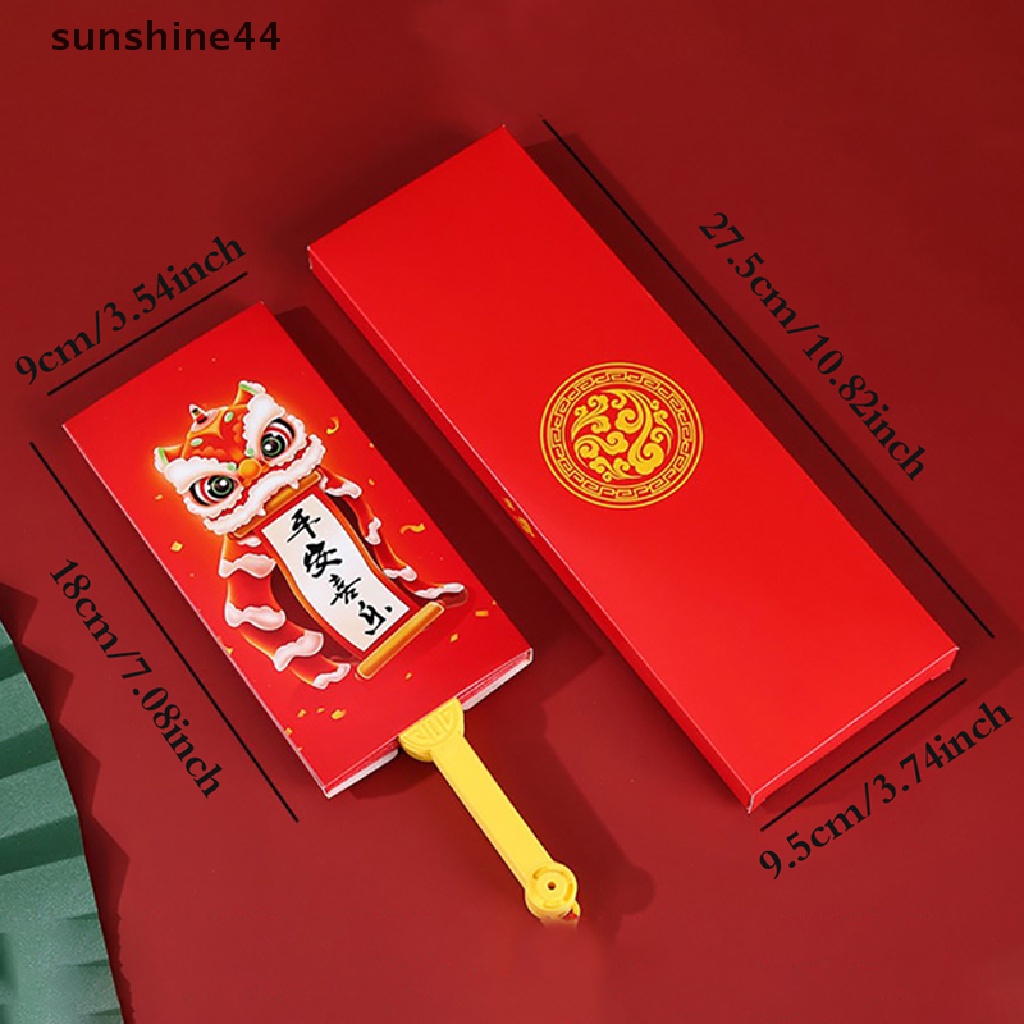 Sunshine Amplop Merah Imlek Baru Bentuk Kipas Hongbao Chinese Spring Festival Red Pockets Best Wish Lucky Money Pockets Gift.