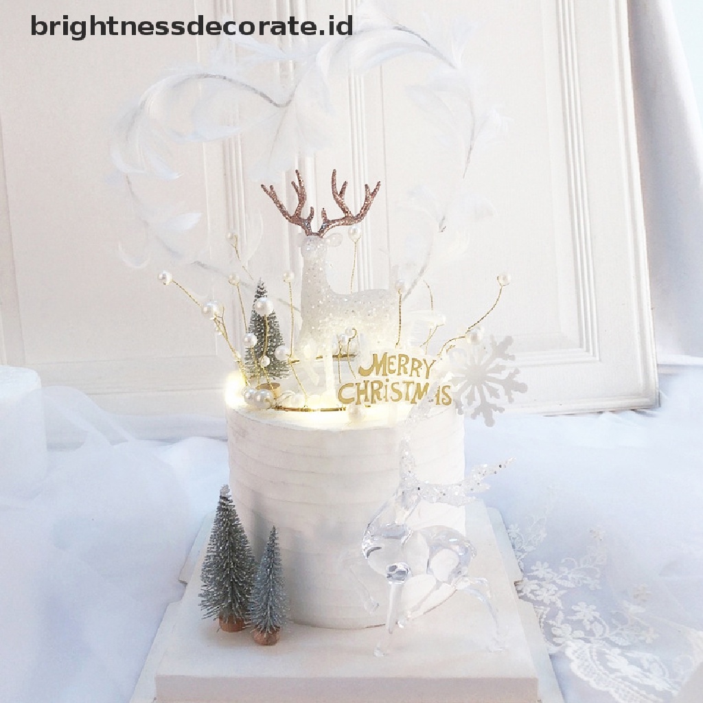 [Birth] Natal Rusa Kristal Deer Cake Dessert Hiasan Meja Xmas Home Decor Gift [ID]