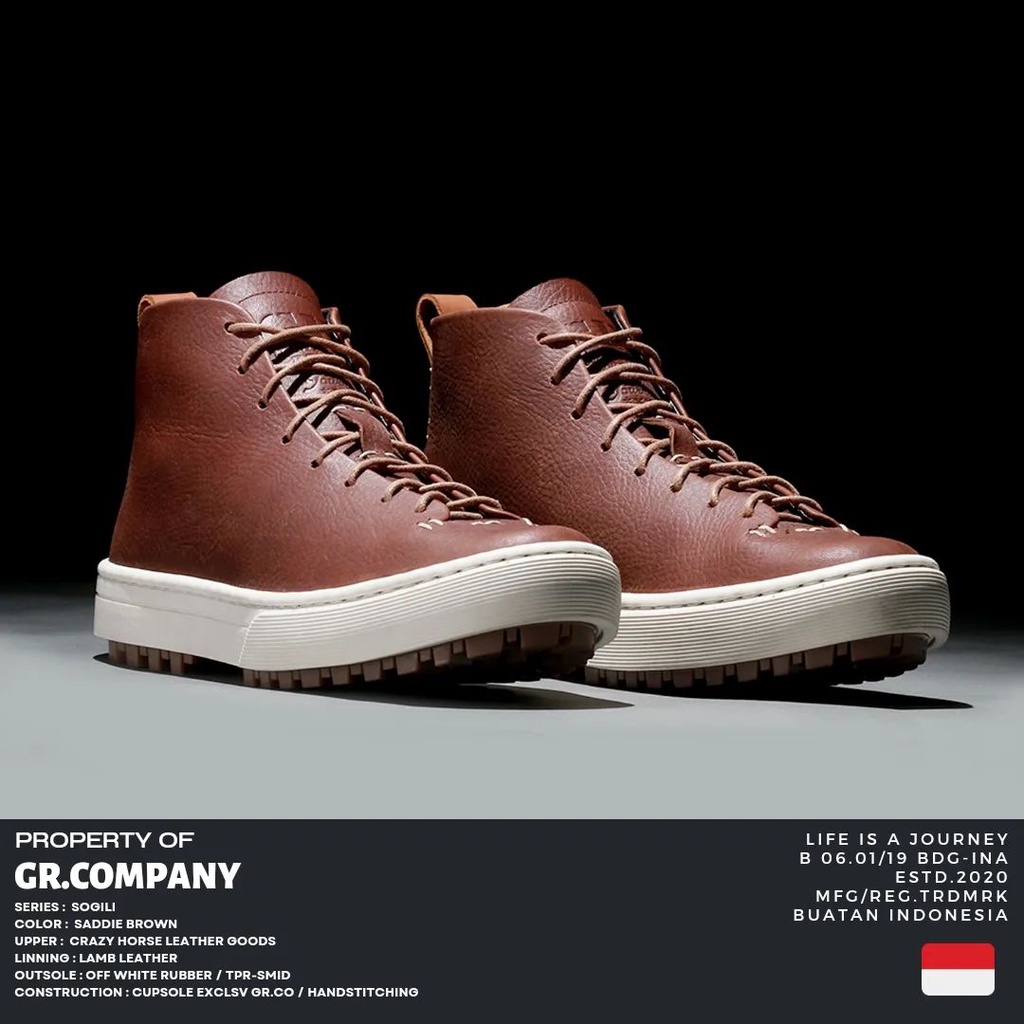 GR.Company - Sogili Saddie Brown | Sepatu Sneakers Kulit Pria