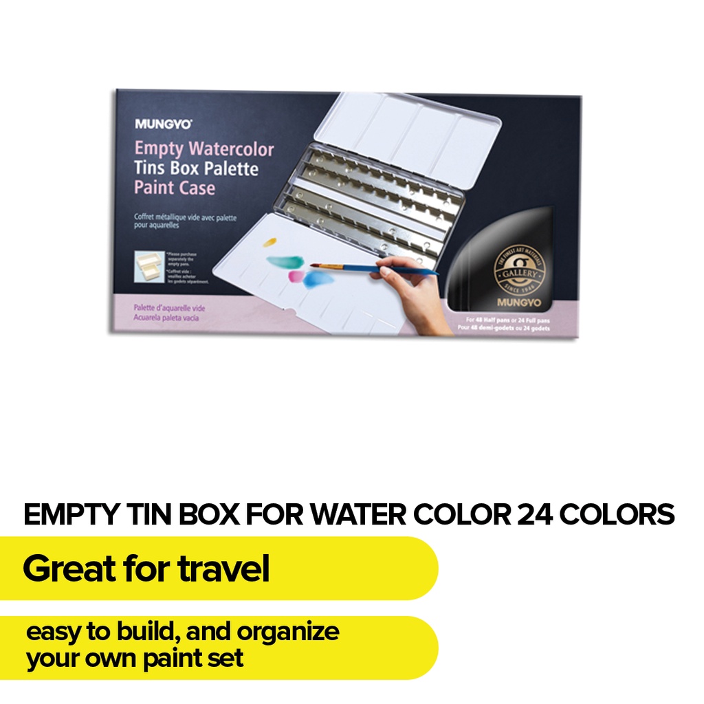 

Mungyo Official - Empty Tin Box For Water Color - Medium Set For 24 Color