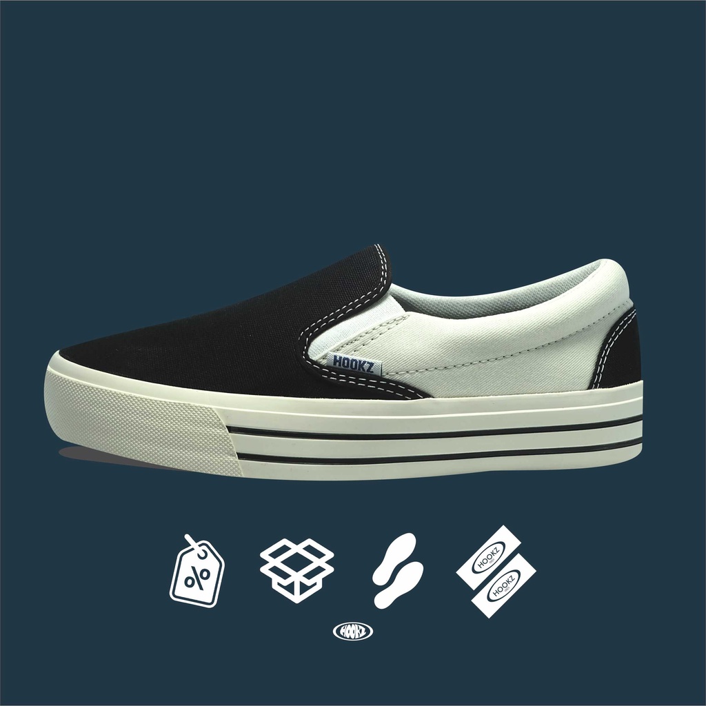 HOOKZ.INC -  SEPATU SLIP ON STRIPE | SOUTH BROKEN WHITE V2 | ORIGINAL 100%