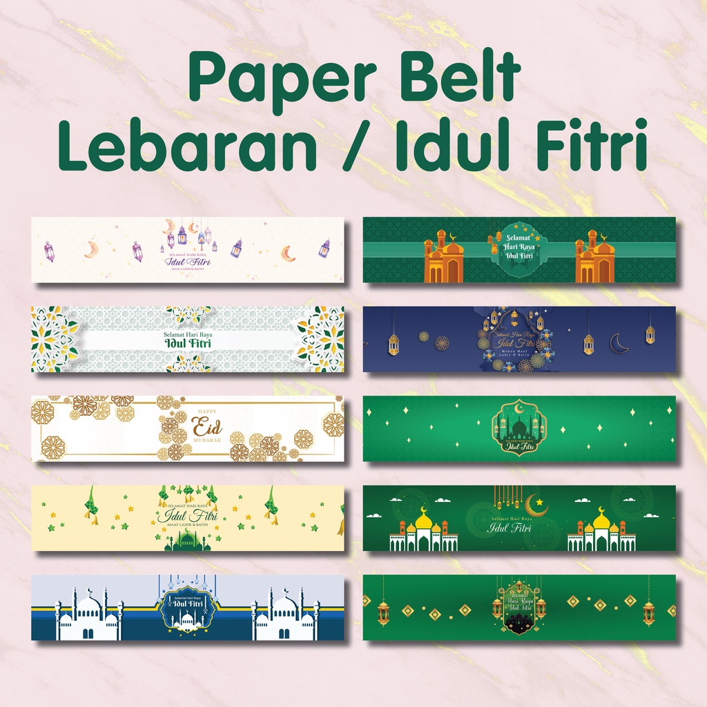 

7PCS Paper Belt / Paper Sleeve Lebaran / Idul Fitri 2025 Ekonomis | Stiker Kemasan | Stiker Hampers