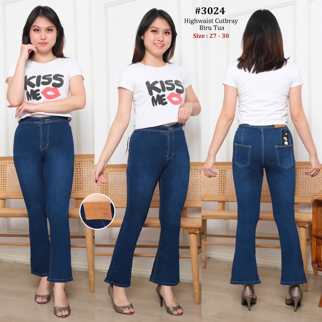 Celana Panjang Jeans Wanita Highwaist Cutbray 27-30 Bisa Bayar Ditempat(COD)