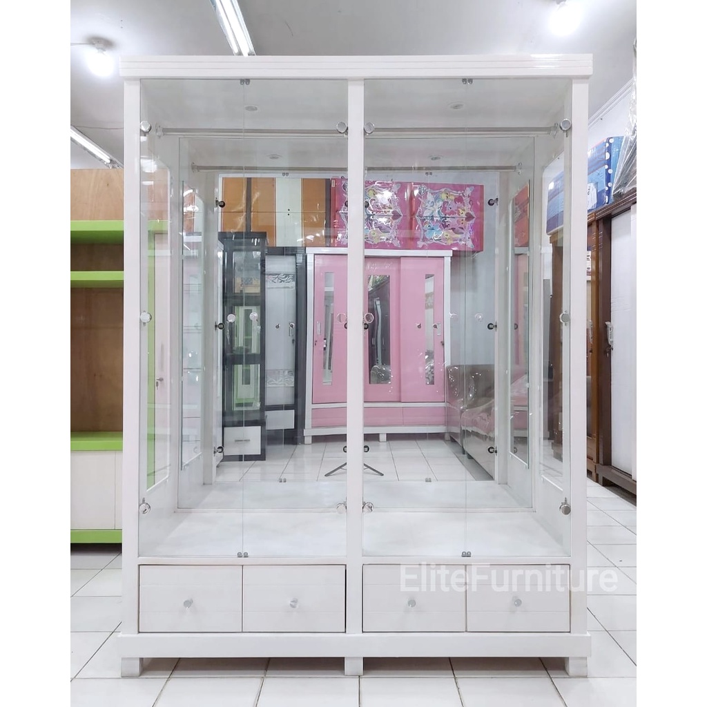 Lemari Baju 4Pintu Gamis Gantungan , Lemari Pakaian Full Gantungan Putih , Lemari Gantungan Baju GAM