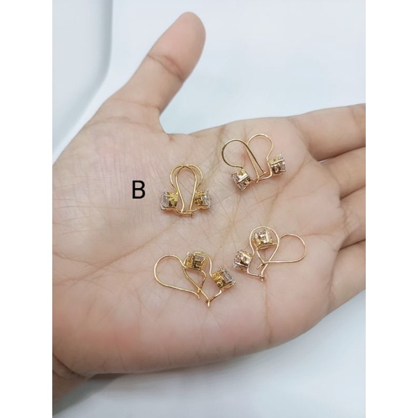 anting kait desi solitaire S925 / anting kait perak asli silver 925 lapis emas/ anting fashion wanita terbaru