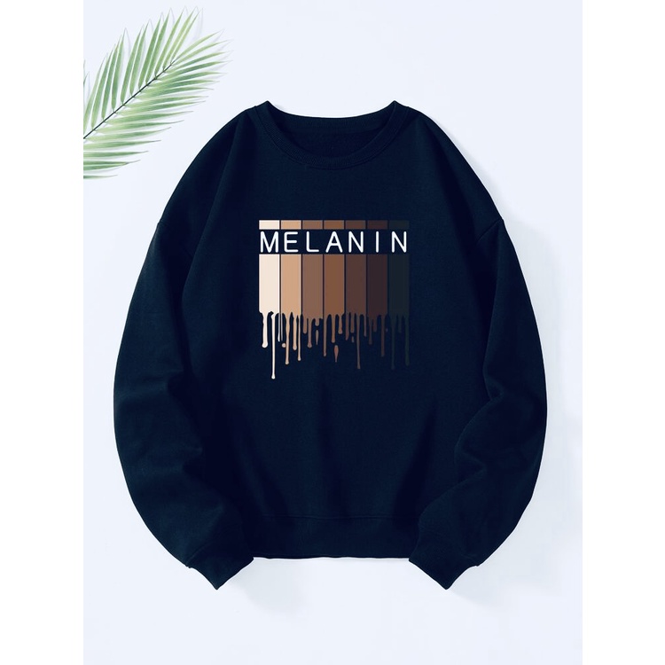 Sweatshirt Basic MELANIN BLOCK II Sweater Crewneck Print DTF II Size M - XL Anak &amp; Dewasa ( Pria &amp; Wanita )