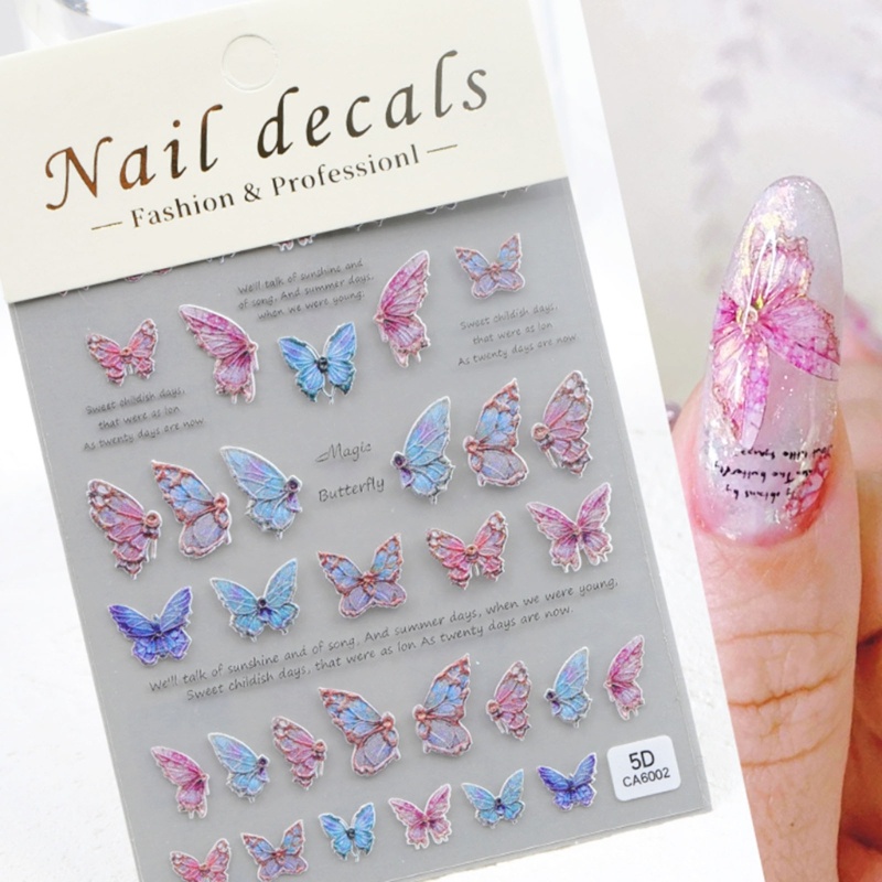 Siy 5D Timbul Stiker Kuku Perekat Diri Perlengkapan Nail Art 5D Nail Decoratrions