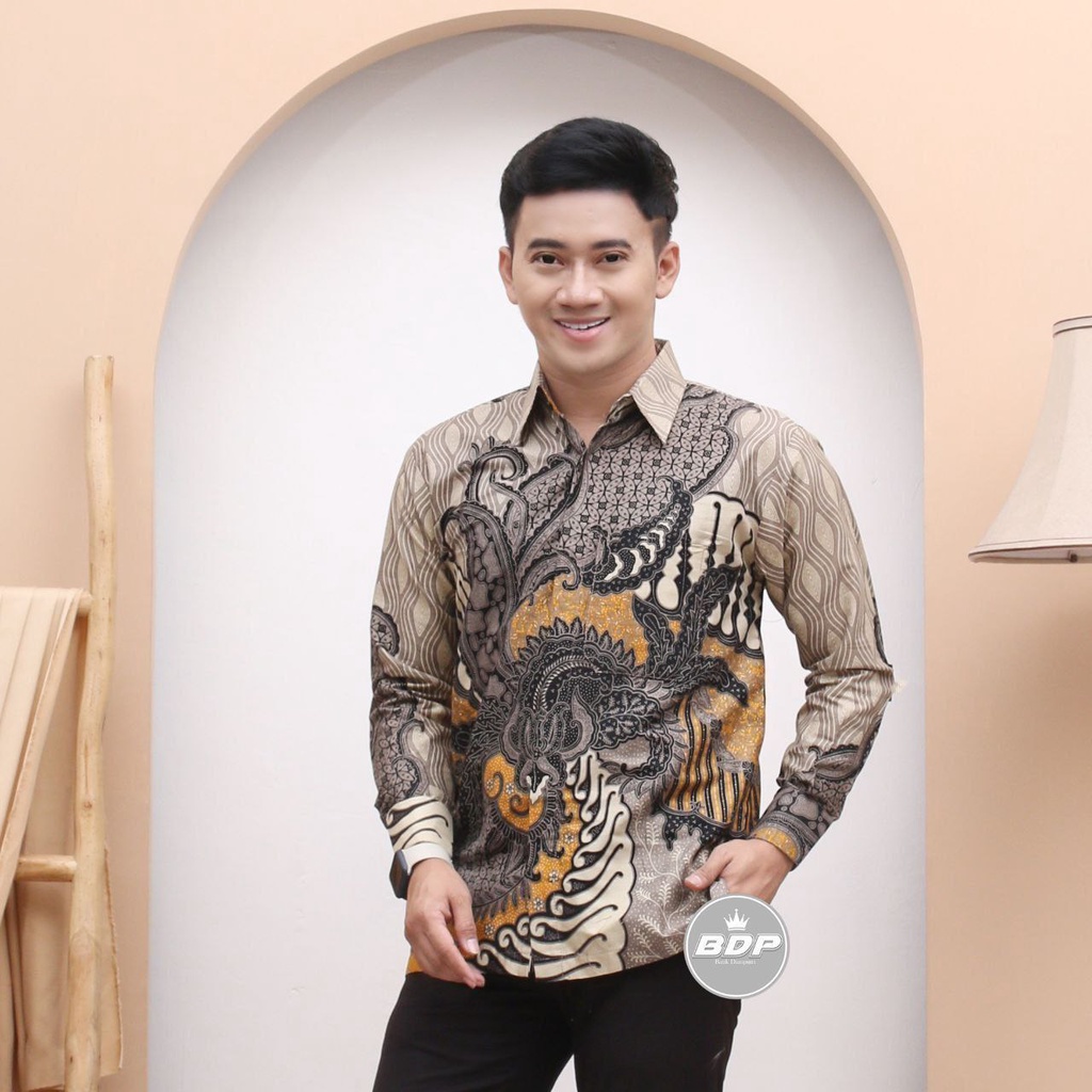 Kemeja Batik Pria Lengan Panjang M L XL XXL Baju Batik Pria Modern Batik Kerja Pria Batik Kantor Pria Seragam Batik