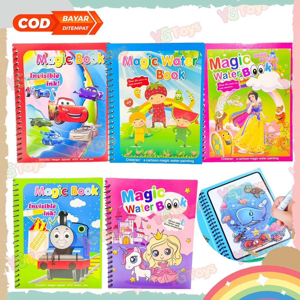 YGtoys Buku Mewarnai Anak Buku Warna Menggambar Ajaib Magic Water Book Water Drawing Book Mainan Edukasi