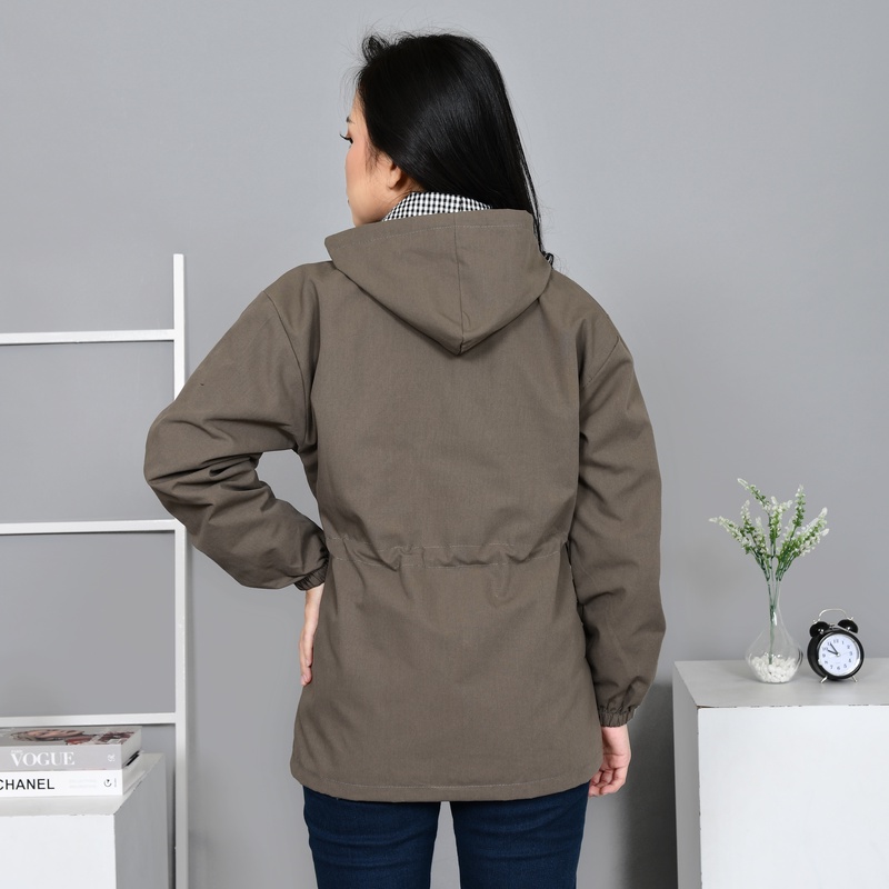 Parka Wanita Korea Jumbo Anti Angin Panjang Bolak Balik Baby Canvas Ukuran XXL Sampai 4XL