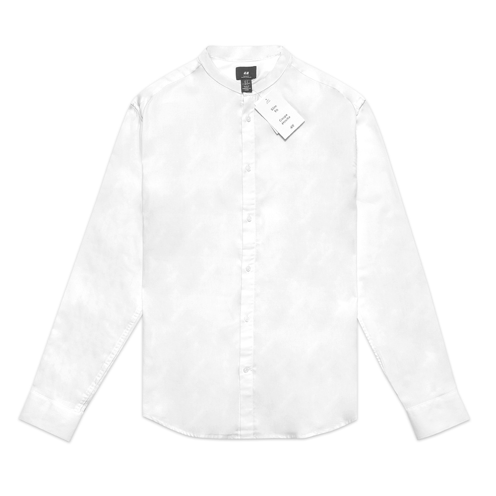 H&amp;M Slim Fit Grandad Long Sleeve Shirt White