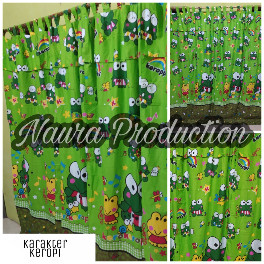 COD Gorden Pintu Hordeng Bunga Bisa Jendela Motif Keropi Hijau