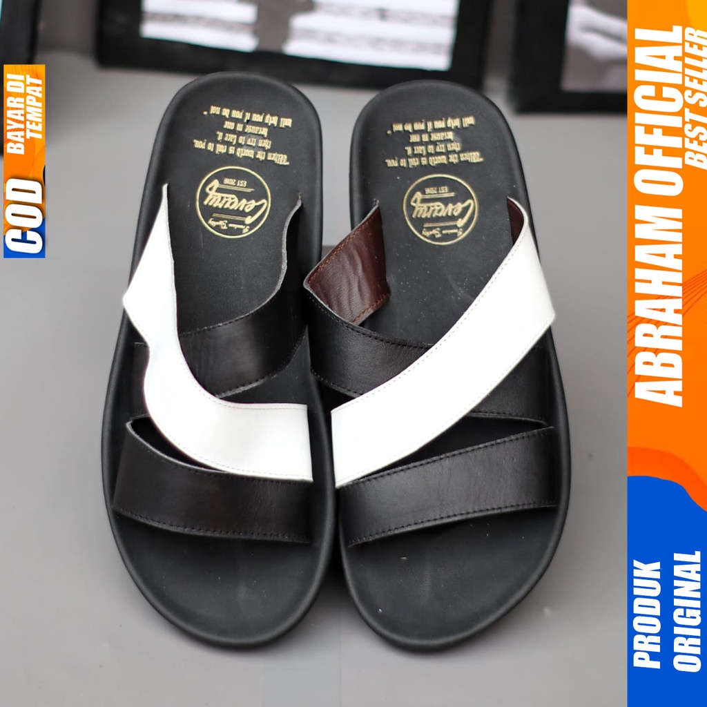 Sandal Slide Pria Kulit Asli Original Abraham COMBI