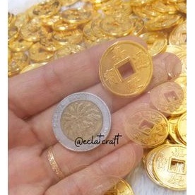 

koin plastik gold emas hiasan pita imlek