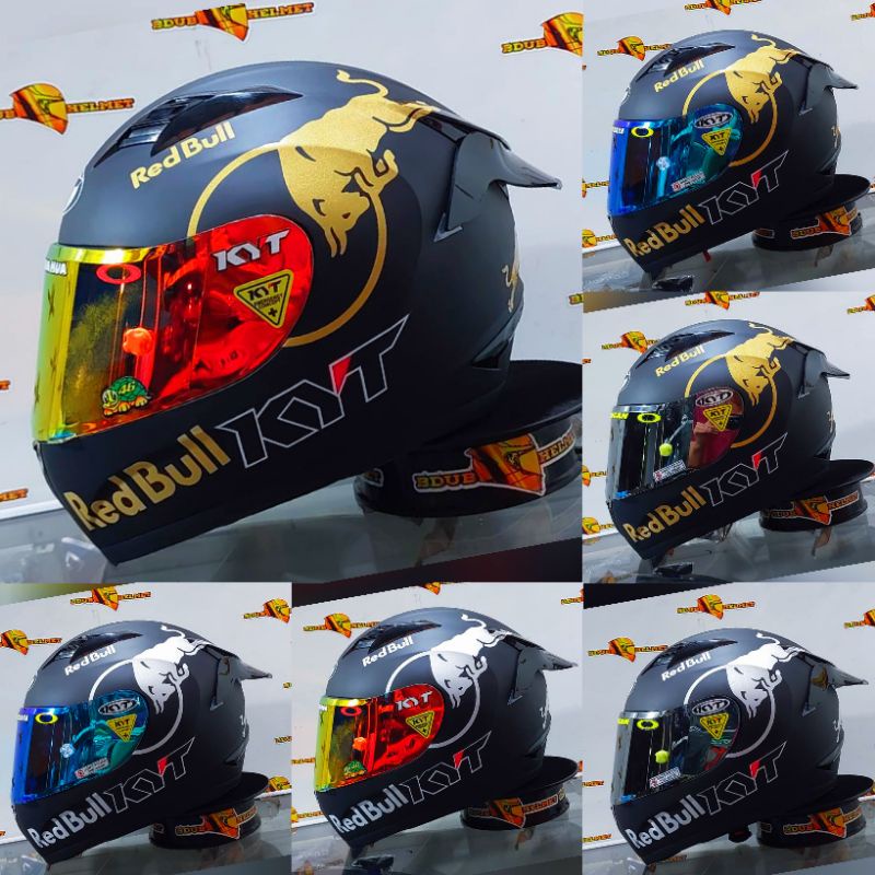 Jual Helm full face Kyt R10 black doff/itam doff red bull original helm