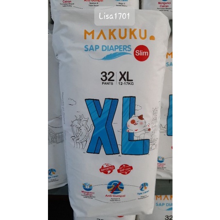 MAKUKU Slim SAP Diaper Pants(Celana) M.32/L.34 / XL.32/ XXL.28 Popok Anti Gumpal