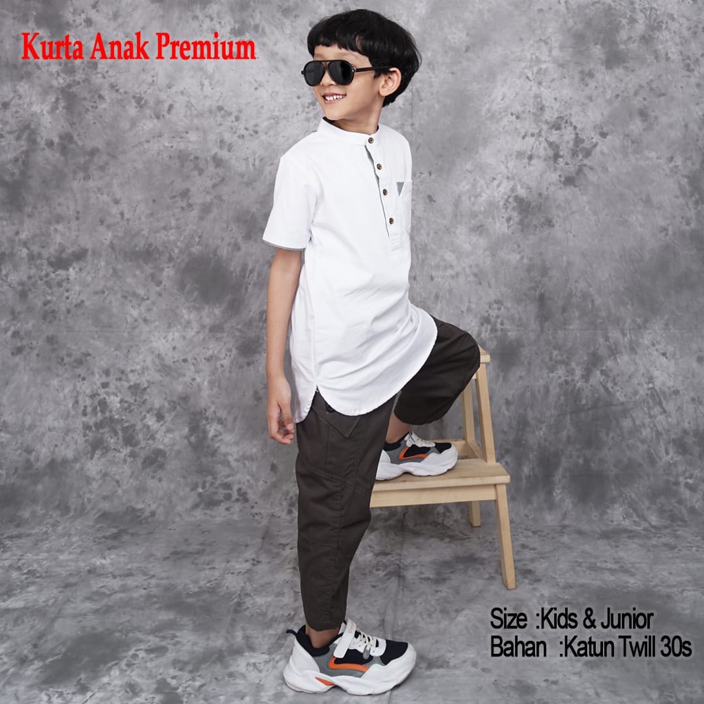 Kurta Anak Premium Putih Terlaris KAMEH