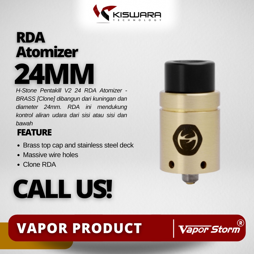 H-Stone Pentakill V2 24 RDA Atomizer - BRASS [Clone] KiswaraBandung