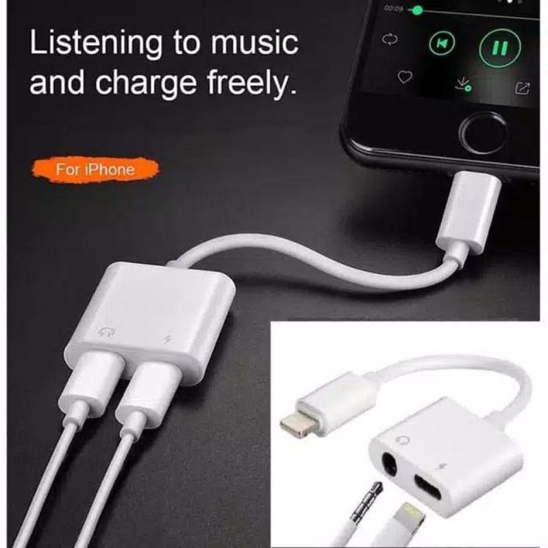 Splitter Iphone 2 in 1 Lightning Fast Charging Audio Jack Mic Adaptor Splitter Iphone