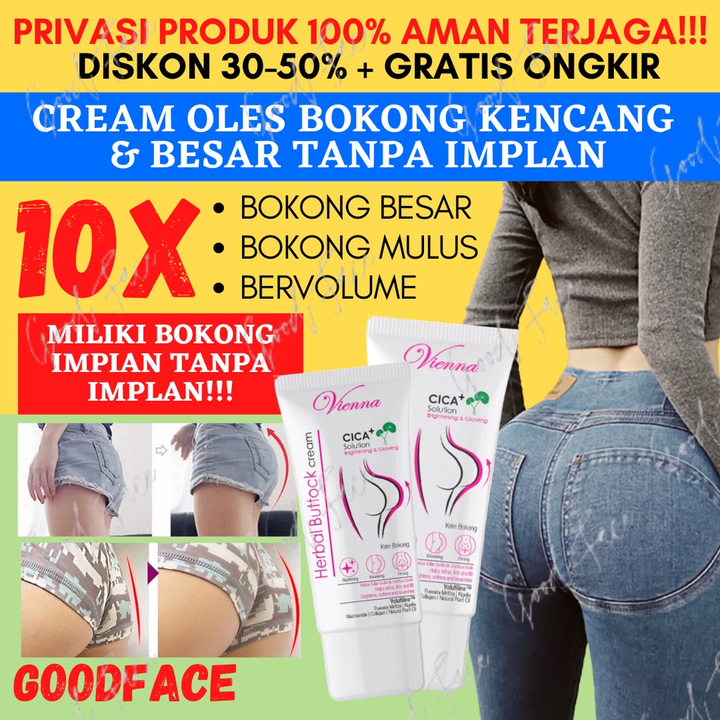 PEMBESAR BOKONG WANITA PERMANEN VIENNA HERBAL BUTTOCK 80ML CREAM CICA+ SOLUTION KRIM BOKONG PERAWATAN TUBUH