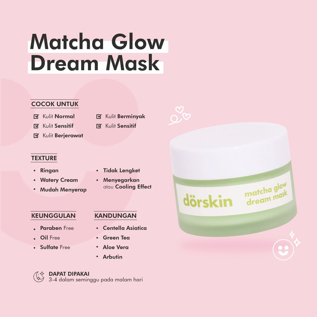 DORSKIN Matcha Glow Dream Sleeping Mask Brightening Masker 30gr