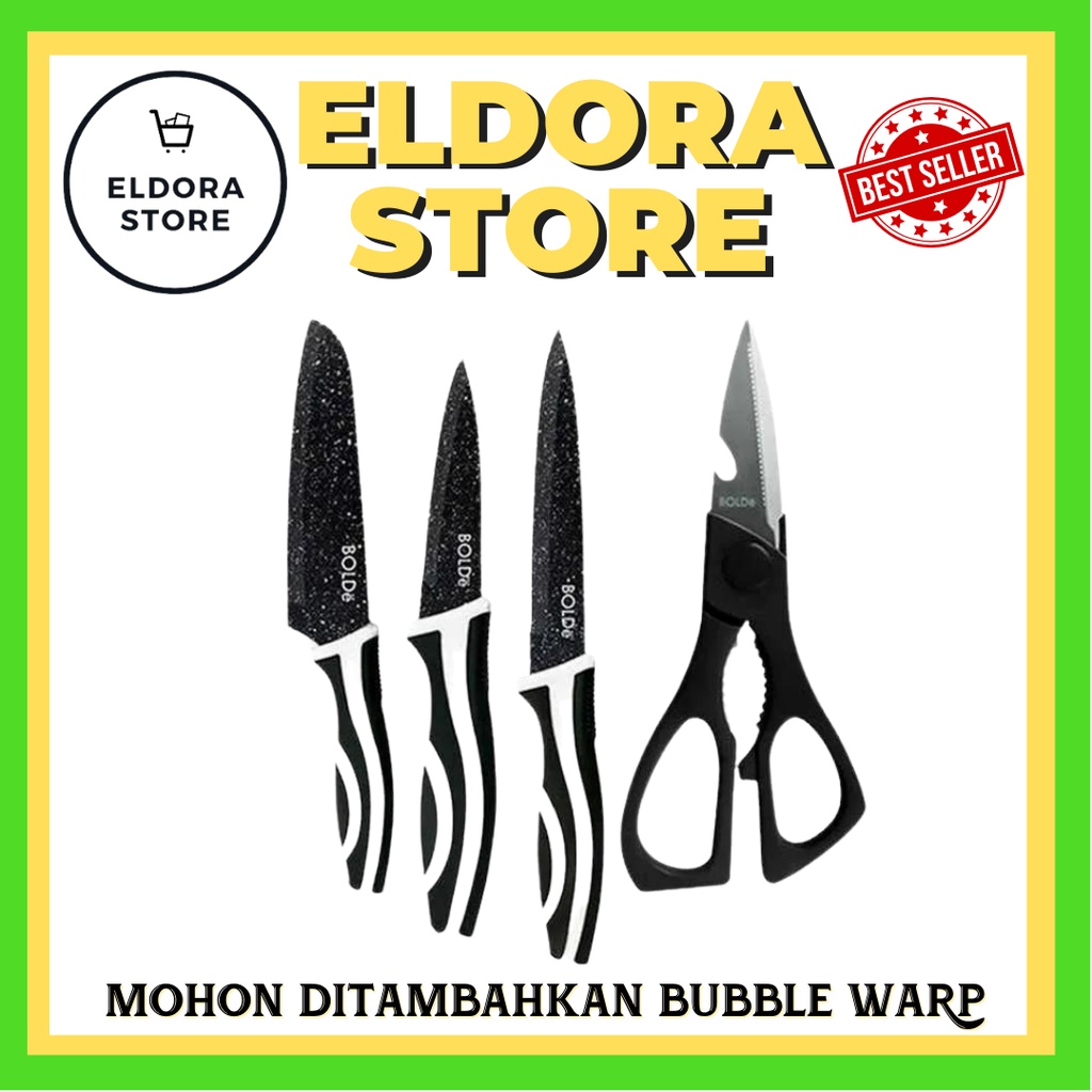 BOLDE PISAU SET 4 PCS | PISAU & GUNTING DAPUR | PISAU SET BOLDE