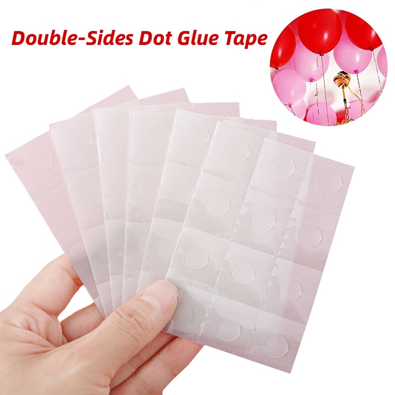 12pcs Stiker Tape Dua Sisi Untuk Dekorasi Balon Pesta DIY/Removable Round Clear Sticky No Trace Stiker Kecil