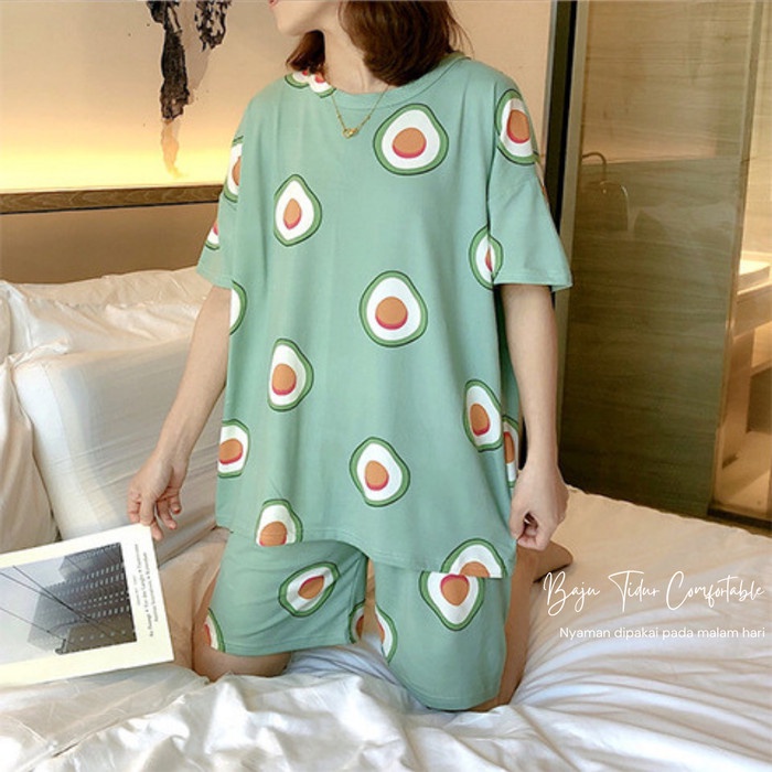 Baju Tidur Wanita Piyama Wanita Setelan Pendek Dewasa Motif Import