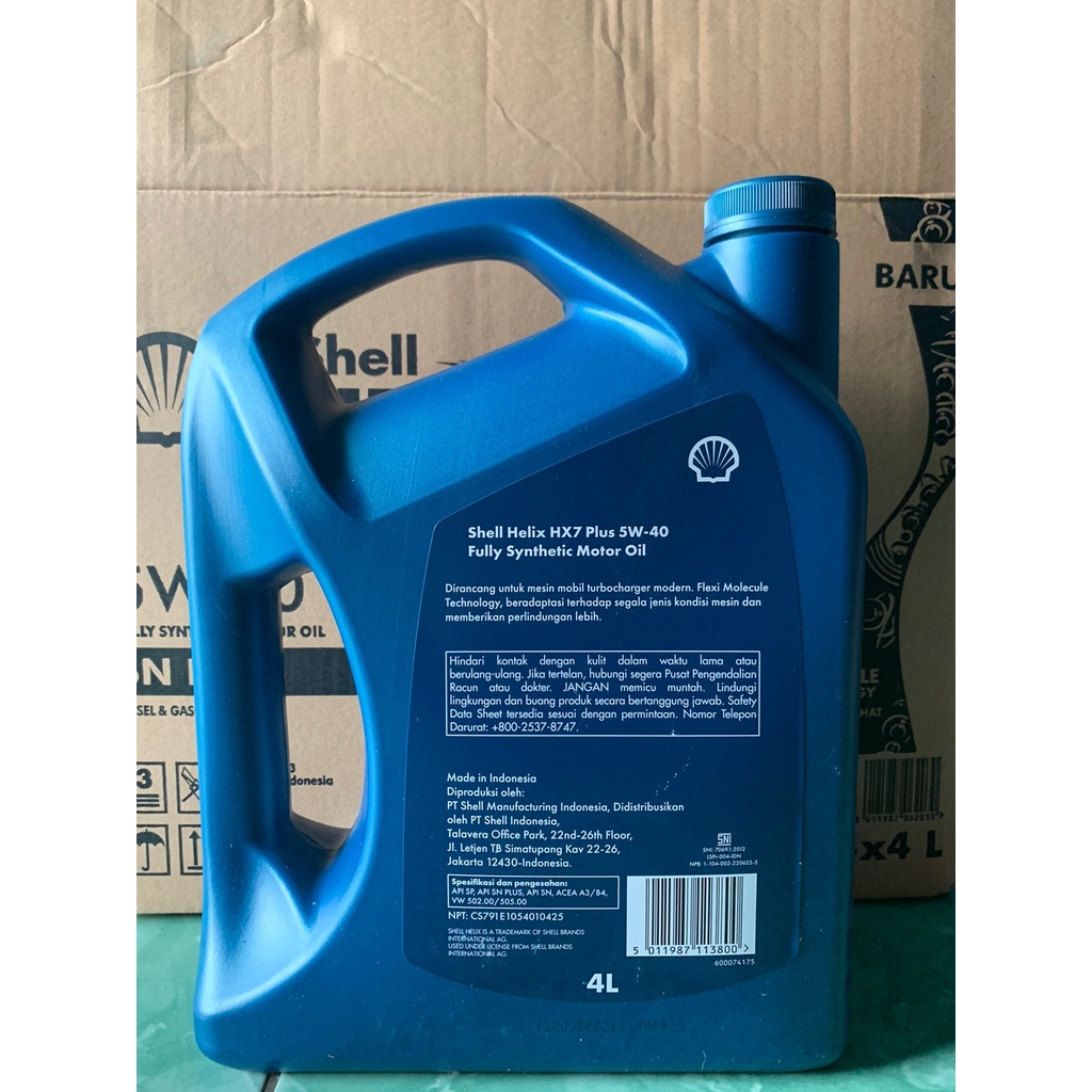 (GRATIS BUBLE) OLI MESIN SHELL HELIX HX7 5W-40 API SN PLUS 4 LITER NEW GENERATION
