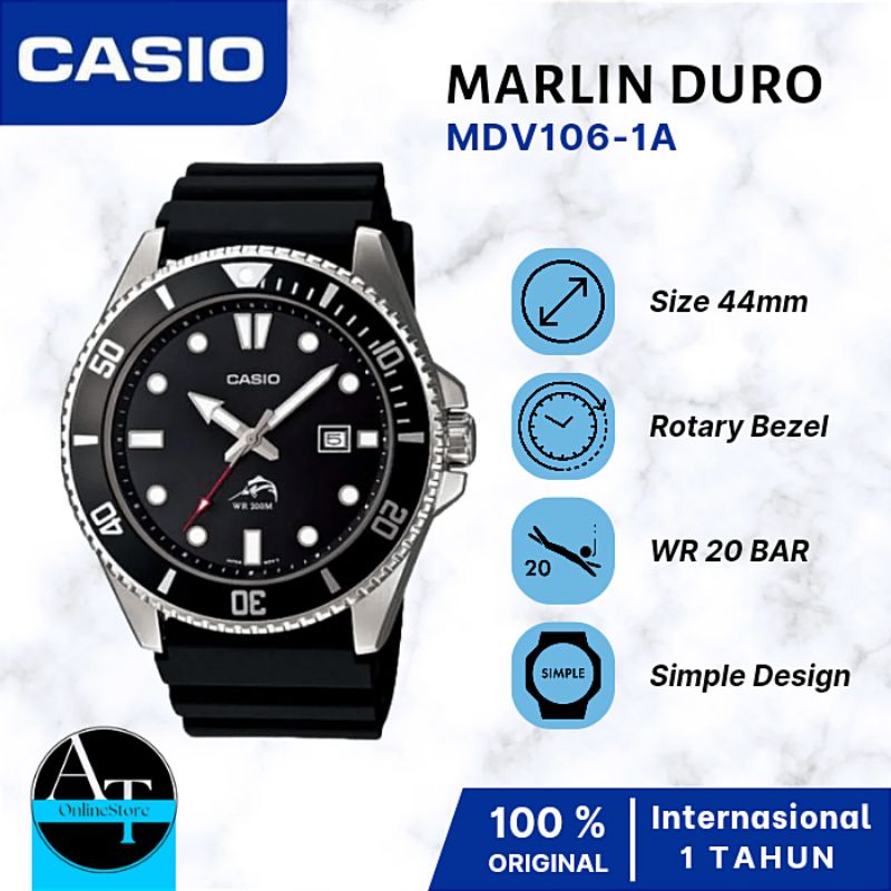 Jual Jam Tangan Pria Casio Marlin Duro MDV106 Bill Gates ORIGINAL Shopee Indonesia