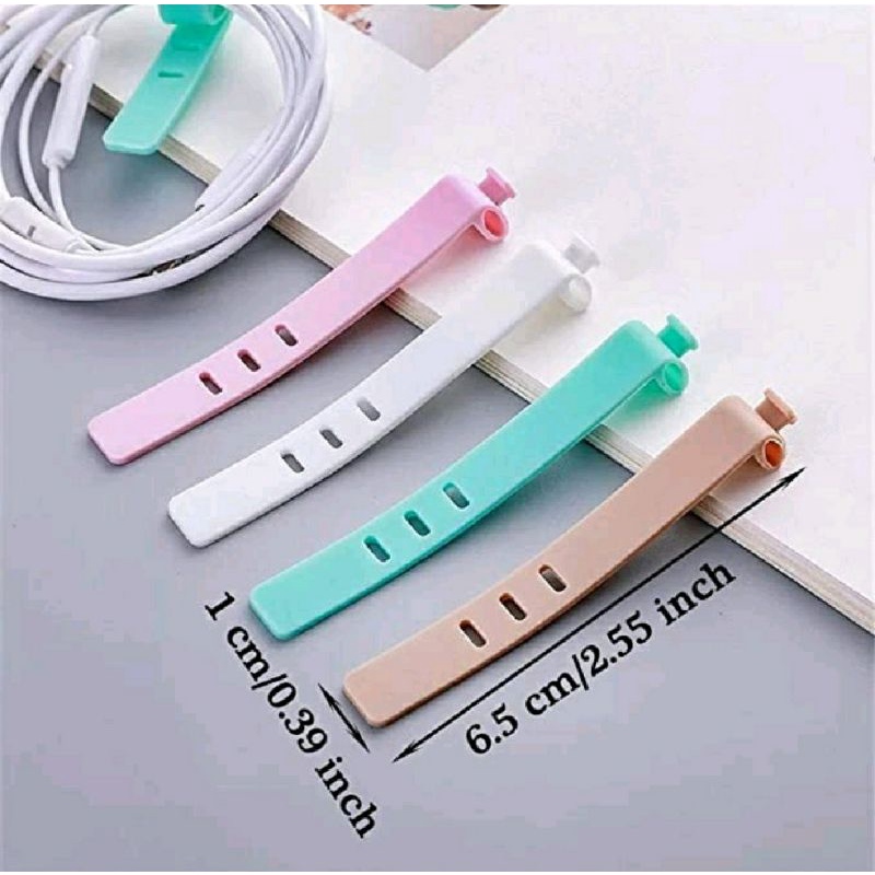 Pengikat Kabel Charger Silicon Kabel Organizer Cable Clip Cord Holder Penggulung Kabel Headset Karet Perapih Kabel