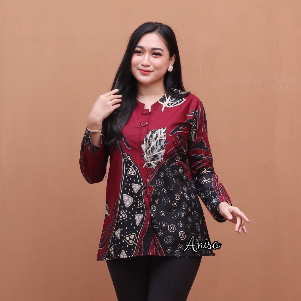 Baju Batik Wanita Modern Atasan Blouse Batik Kerja Wanita Kantor M L XL XXL