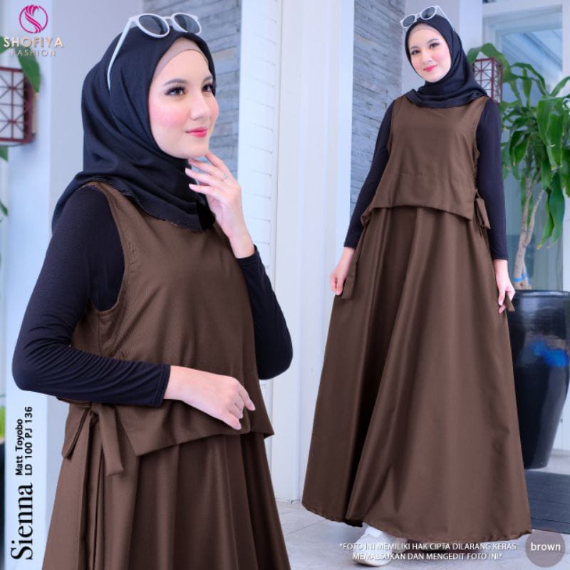 Setelan Wanita Terbaru Sienna Set Rok Panjang Baju Setelan Wanita Kekinian Fashion Muslim One Set Jumbo Bahan Toyobo