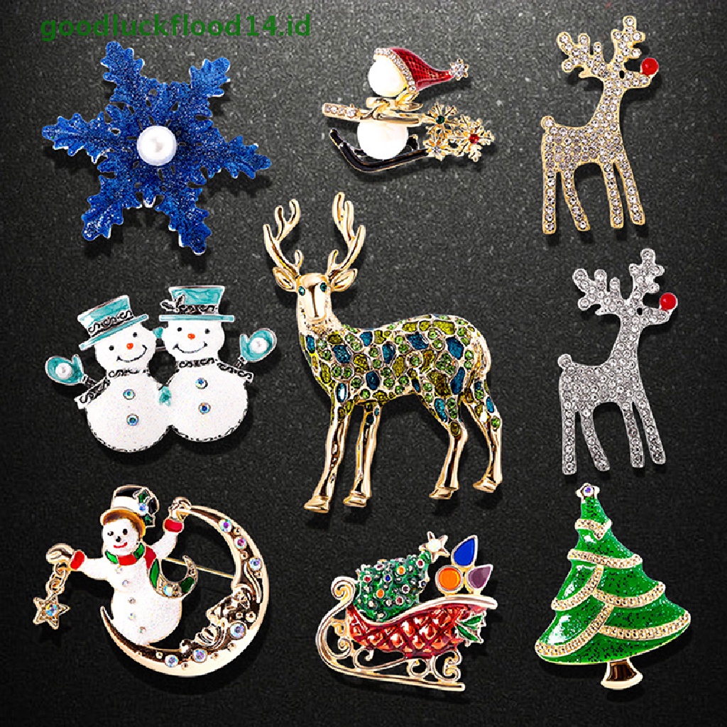 [GOOGFOUR] Indah Natal Bros Snowman Santa Claus Pin Fashion Perhiasan Hadiah Natal Dekorasi Bros [TOP]