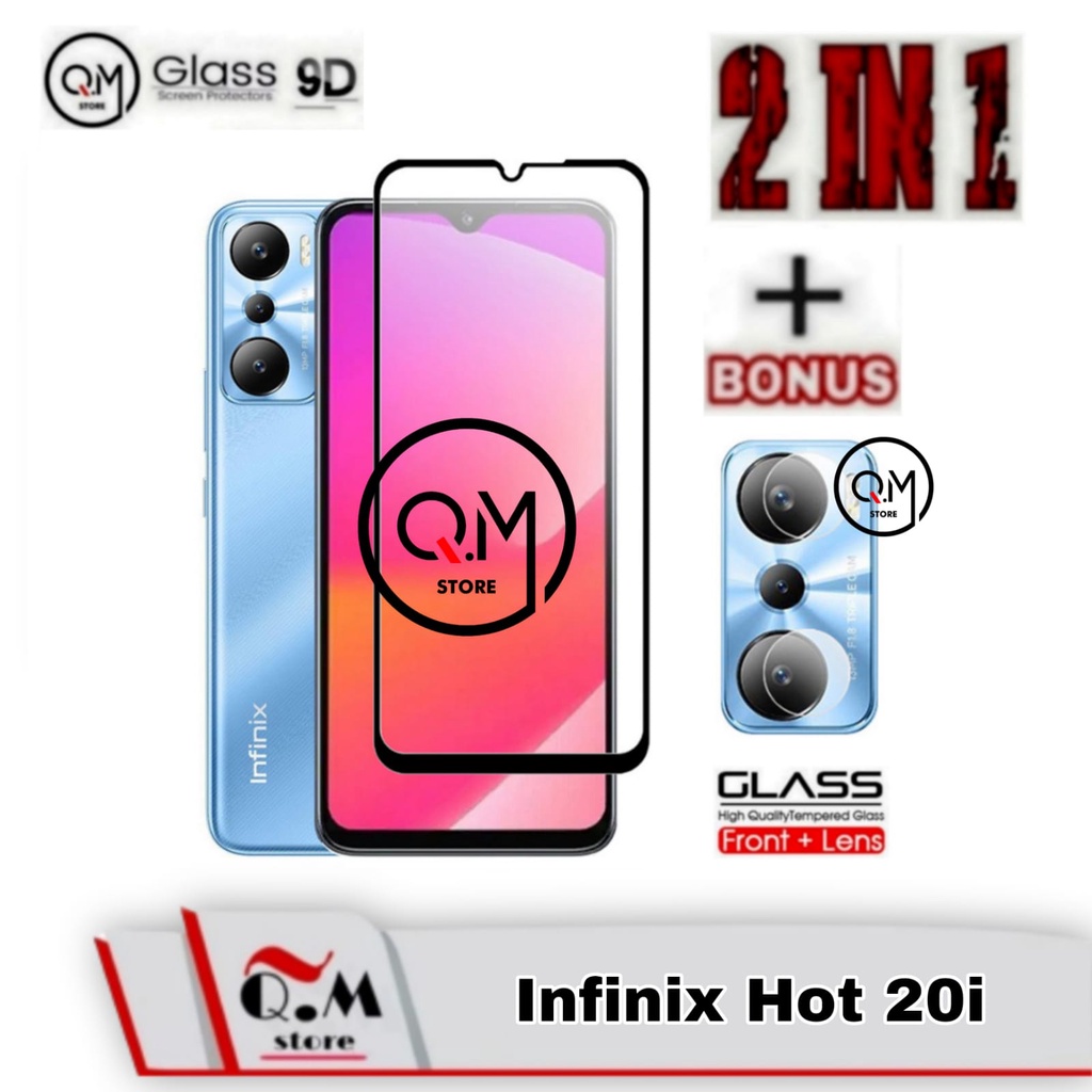 Paket 2in1 Tempered Glass Layar Infinix Hot 20i Screen Guard Anti Gores Pelindung