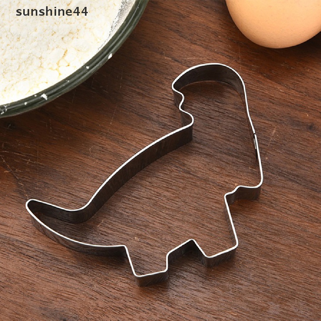 Sunshine 1/4Pcs Pemotong Kue Kering Alat Kue Rumah Anak-Anak Bentuk Dinosaurus Cetakan Stainless Steel.