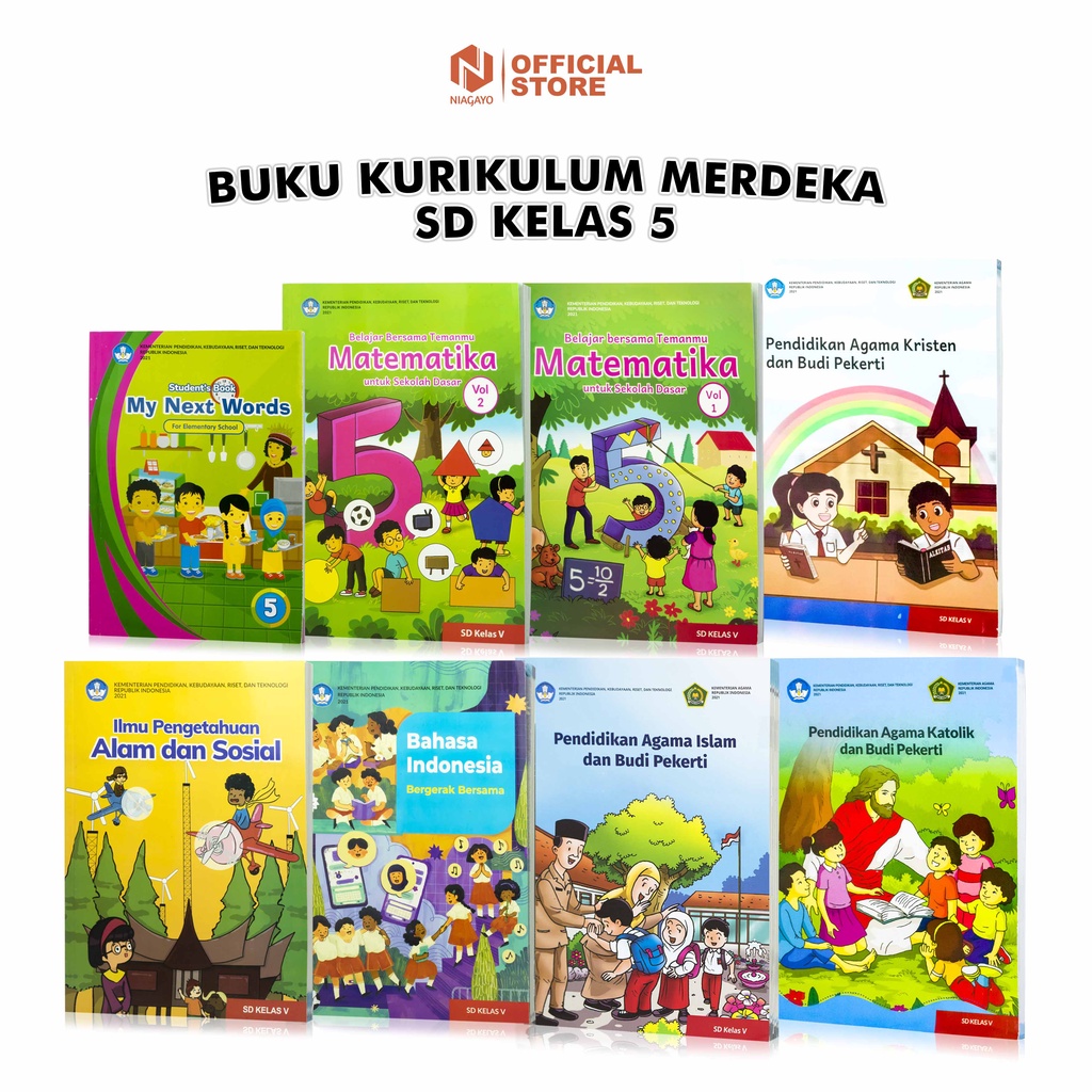 Buku Pendidikan SD Kurikulum Merdeka Kelas 5 Pendidikan Agama / Next Words 5 / Bahasa Indonesia / IP