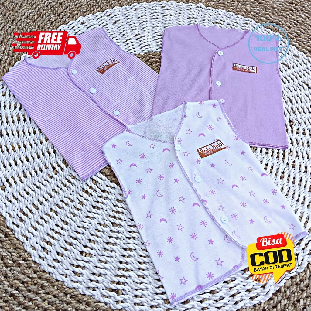 SALE 7.7 Serian Lilac - 3 pcs Baju Bayi Kutung Bayi Baru Lahir 0 sd 3 Bulan Lilac Series merk SNI Bolo - Bolo