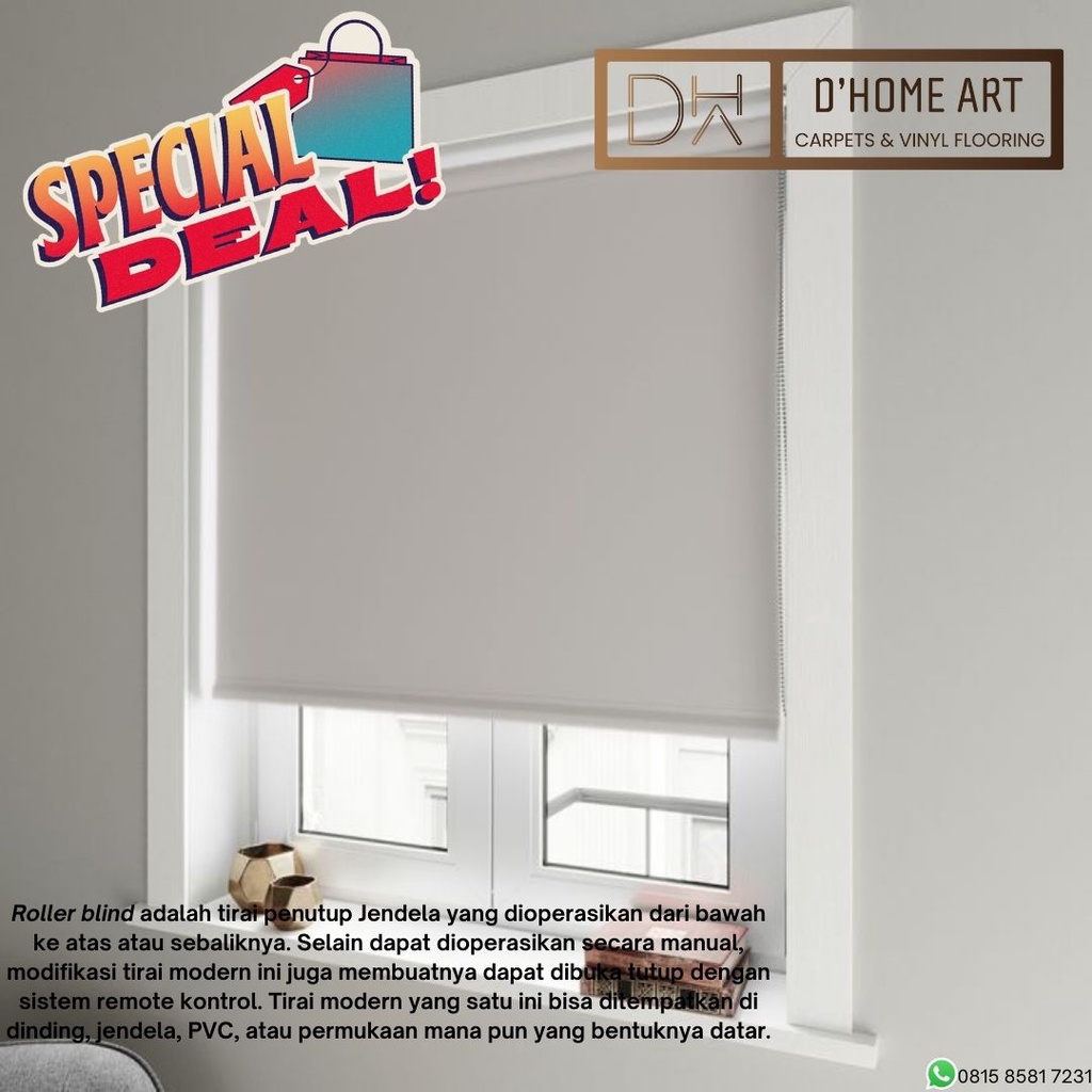 Roller Blind Shinichi Tirai Kain Jendela Folding Motif 82XX