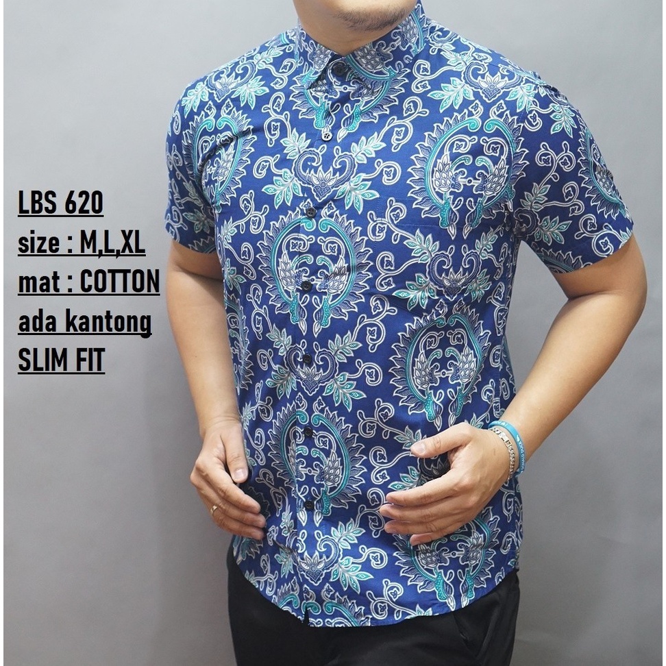 Baju Batik Pria Slimfit Kemeja Lengan Pendek Slim Fit LBS 620