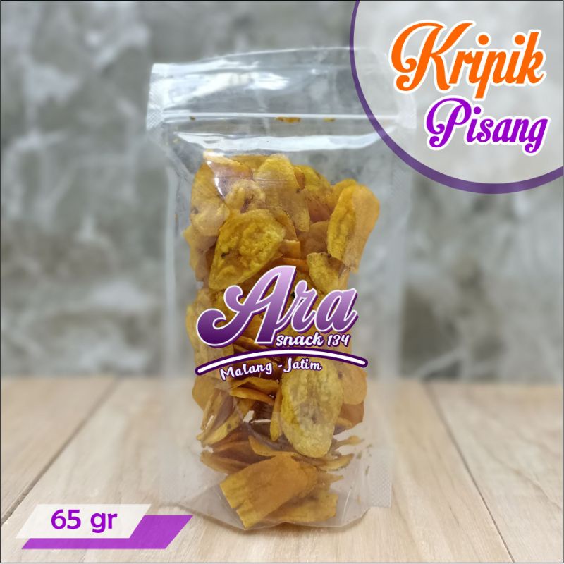 

Snack makanan ringan cemilan keripik pisang kemasan 65gr