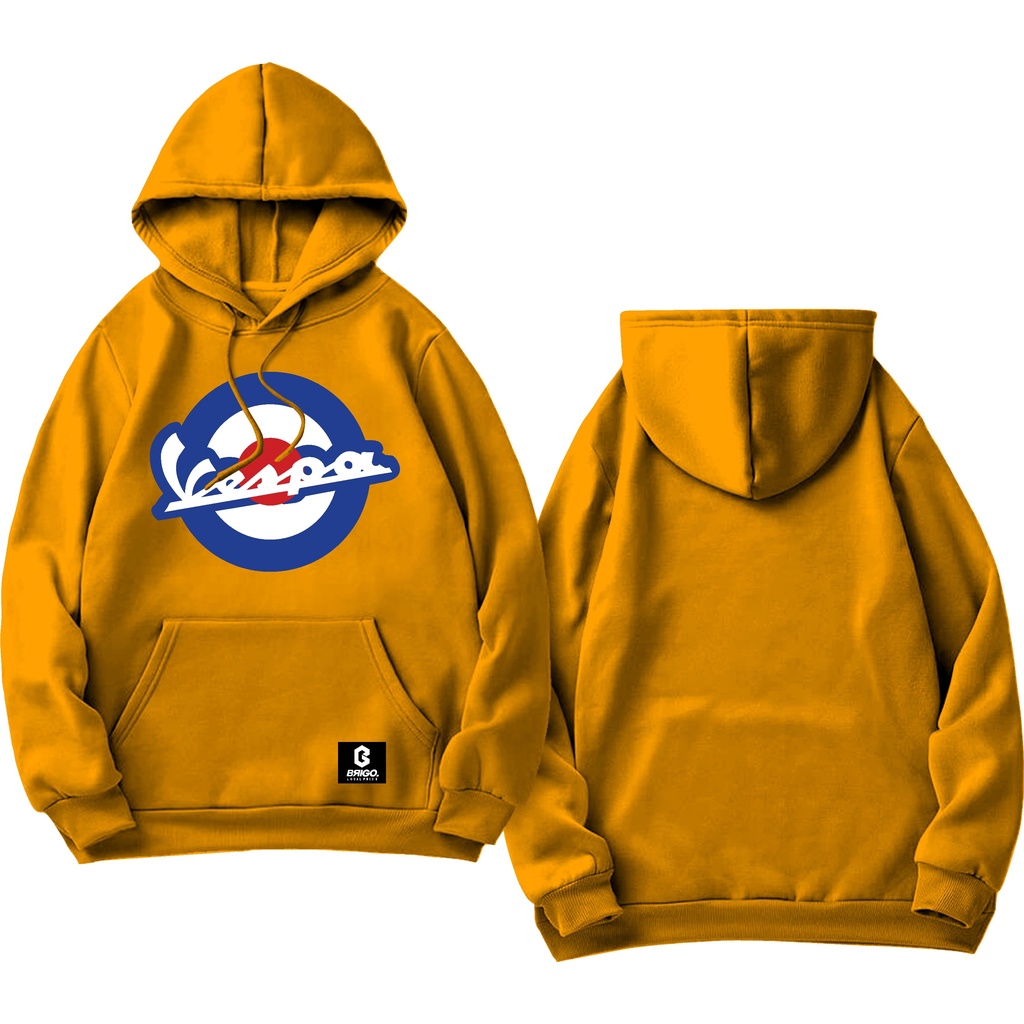 BRIGO X Vespa MOD Sweater Hoodie II Jumper Hoodie BRIGO Sablon DTF Fleece Cotton Size M-XXL (Pria &amp; Wanita) Free stiker&amp;Gantungan Kunci