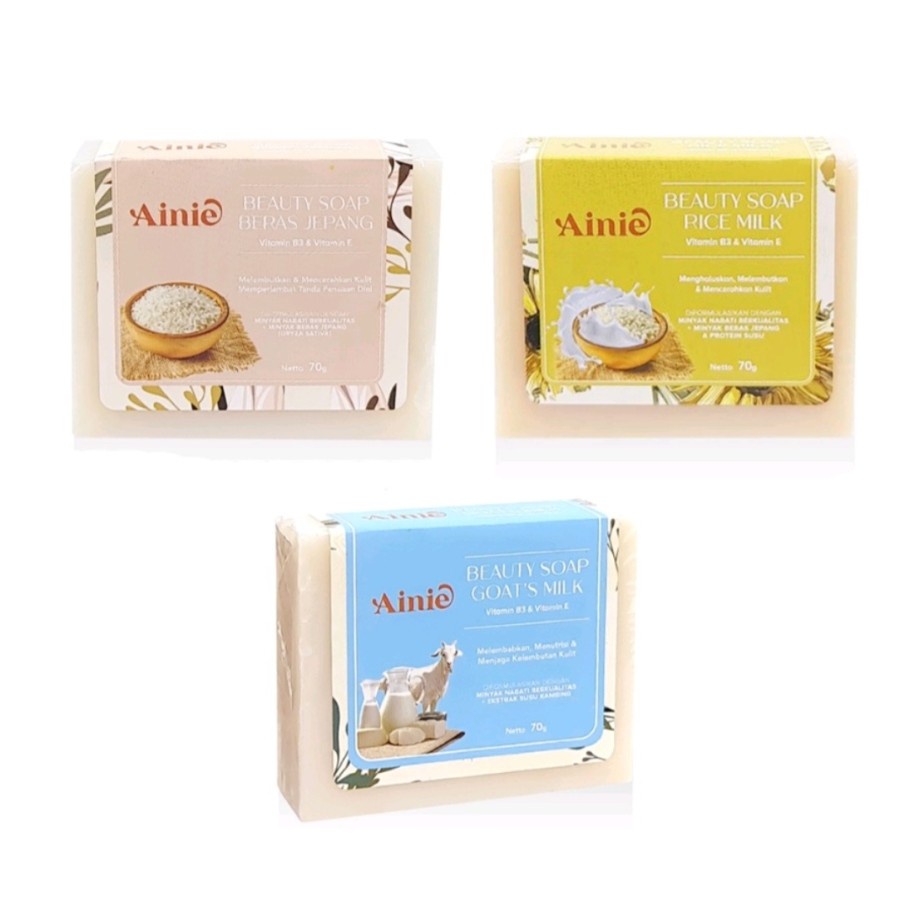 AINIE BEAUTY SHOP - SABUN PEMUTIH 70GRM - SABUN BATANG AINIE - RICE MILK