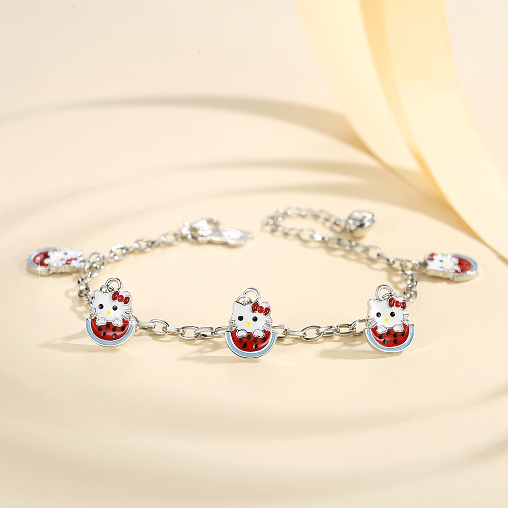 Y890 【Barang spot】Gelang Kartun Hello Kitty Anak Perempuan Lucu Lapis18k Emas Aksesoris Fashion Perempuan