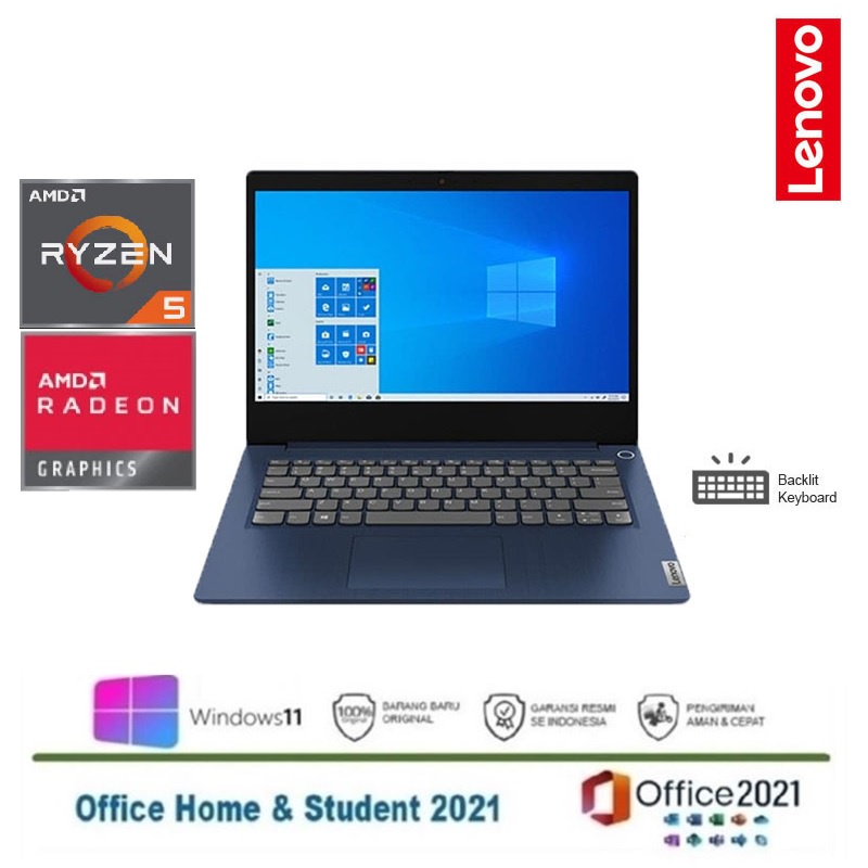 Lenovo IdeaPad Slim 3 14ALC6-HKID AMD Ryzen 5-5500U/8GB/512GB SSD/14"FHD IPS/Win 11 Home+OHS 2021 - 