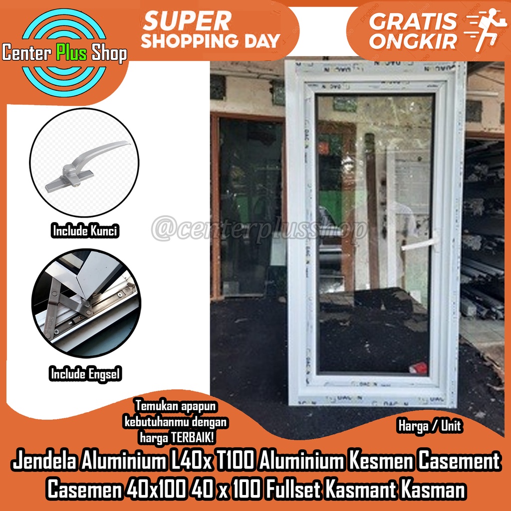Kusen Jendela Swing L40x T100 Aluminium Kesmen Casement Casemen 40x100 40 x 100 Fullset Kasmant Kasm