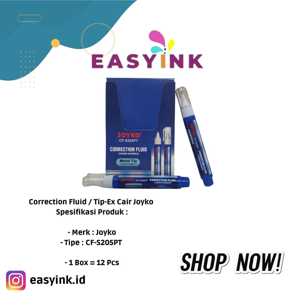 

Tip-Ex Cair / Tipe-X Cair / Correction Fluid Joyko CF-S205PT