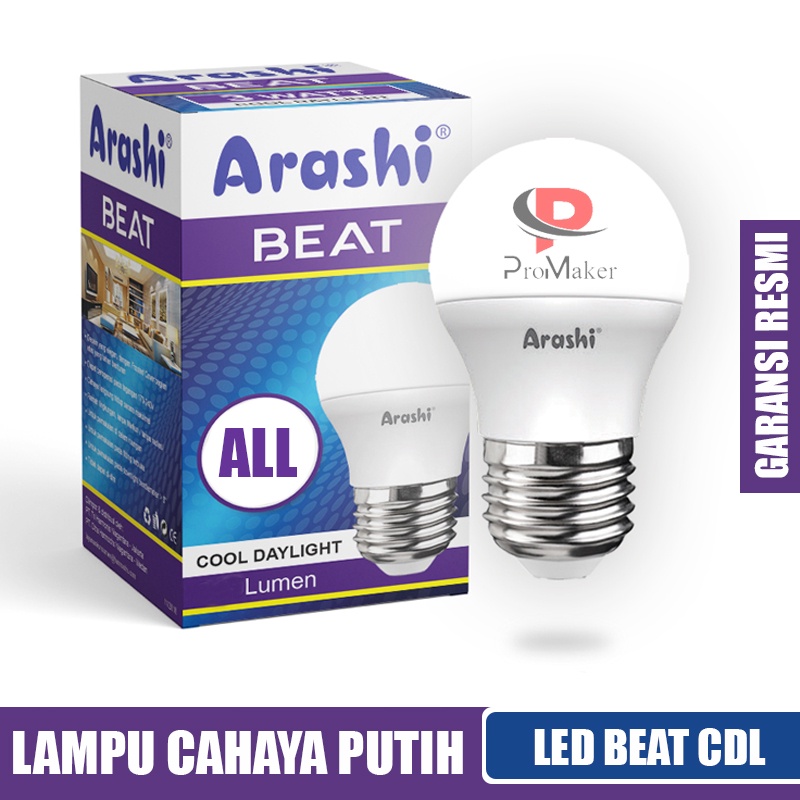 Arashi Beat Lampu Bohlam Led Bulb 3w 5w 7w 9w 11w 14w 17w 20w CDL Putih Original