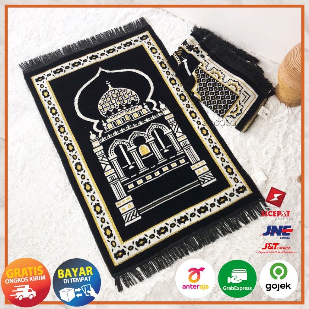 Ezpata Sajadah Izmir Turki Hitam Besar Dewasa Bahan Bludru Kualitas Premium Motif Islamic Ramadhan Idul Fitri Terbaru Harga Termurah