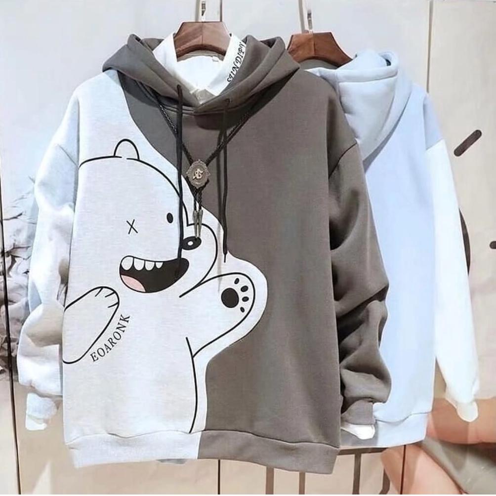 Bestseller?? HOODIE SWEATER WANITA - PRIA | BURGUNDY BEAR COMBIE | SWEATER HOODIE TERBARU ➝Bestselle